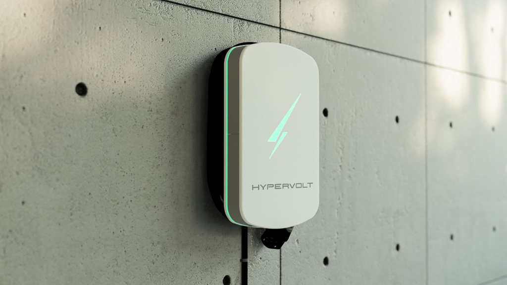 Hypervolt Home Pro  kW White with Green LED Lightning Flash