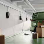 Zaptec_pro_t2s_system_charging_roundcables_3097 Zaptec ev chargers x charging a green van in an underground garage