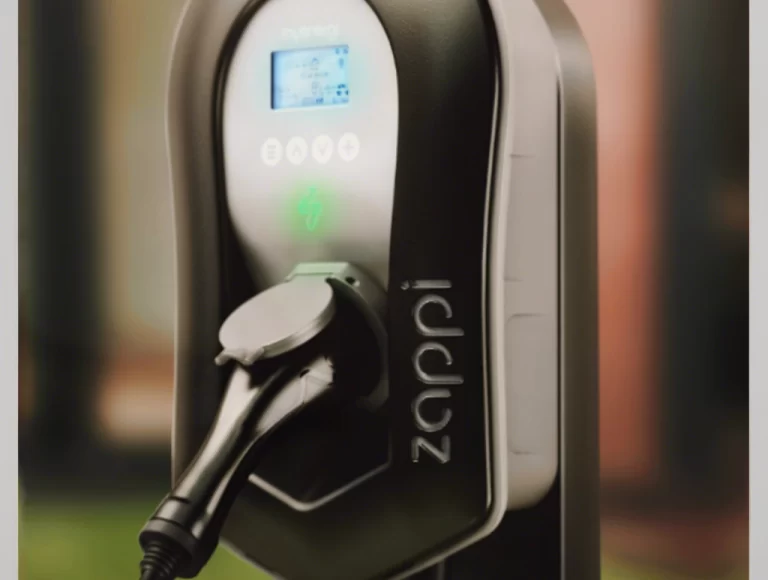 Myenergi Zappi Black on a freestanding ev charger post