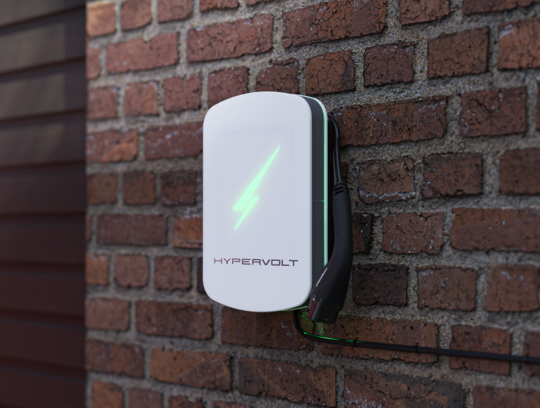 Hypervolt 7kW White on brick wall