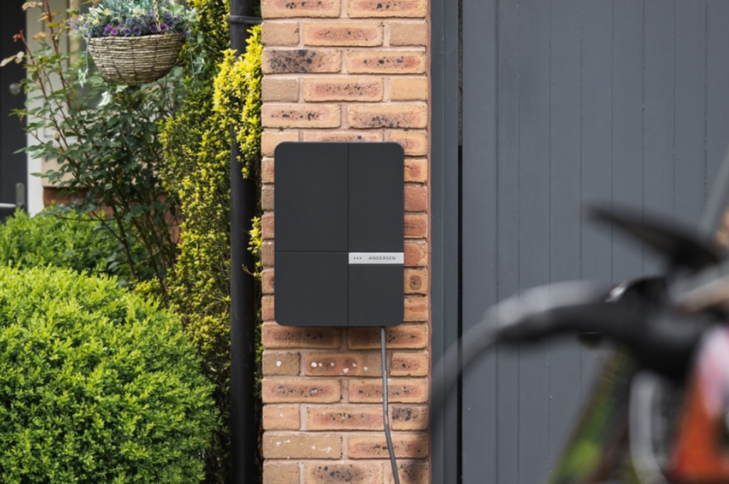 Black Andersen EV Charger on brick wall